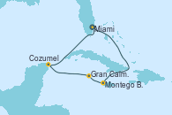 Visitando Miami (Florida/EEUU), Montego Bay (Jamaica), Gran Caimán (Islas Caimán), Cozumel (México), Miami (Florida/EEUU)
