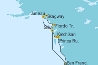 Visitando San Francisco (California/EEUU), Sitka (Alaska), Juneau (Alaska), Skagway (Alaska), Fiordo Tracy Arm (Alaska), Ketchikan (Alaska), Prince Rupert (Canadá), San Francisco (California/EEUU)