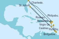 Visitando IleRoyale, Virgin Gorda (Islas Virgenes), St. John´s (Antigua y Barbuda), Havre Saint Pierre (Canadá), Port Elizabeth (San Vicente y Granadinas), Saint George (Grenada), Scarborough (Trinidad & Tobago), Bridgetown (Barbados), Castries (Santa Lucía/Caribe), Roseau (Dominica), Basseterre (Antillas), Charleston (Carolina del Sur), Philipsburg (St. Maarten), IleRoyale