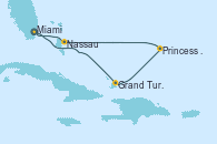 Visitando Miami (Florida/EEUU), Grand Turks(Turks & Caicos), Princess Cays (Caribe), Nassau (Bahamas), Miami (Florida/EEUU)