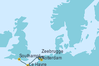 Visitando Rotterdam (Holanda), Zeebrugge (Bruselas), Le Havre (Francia), Southampton (Inglaterra)