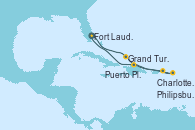 Visitando Fort Lauderdale (Florida/EEUU), Grand Turks(Turks & Caicos), Puerto Plata, Republica Dominicana, Charlotte Amalie (St. Thomas), Philipsburg (St. Maarten), Fort Lauderdale (Florida/EEUU)