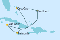 Visitando Fort Lauderdale (Florida/EEUU), CocoCay (Bahamas), Falmouth (Jamaica), Gran Caimán (Islas Caimán), Fort Lauderdale (Florida/EEUU)