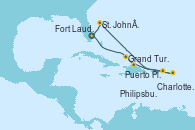 Visitando Fort Lauderdale (Florida/EEUU), Grand Turks(Turks & Caicos), Puerto Plata, Republica Dominicana, Charlotte Amalie (St. Thomas), Philipsburg (St. Maarten), St. John´s (Antigua y Barbuda), Fort Lauderdale (Florida/EEUU)