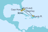 Visitando Fort Lauderdale (Florida/EEUU), Cayo Hueso (Key West/Florida), Bimini (Bahamas), CocoCay (Bahamas), Puerto Plata, Republica Dominicana, Fort Lauderdale (Florida/EEUU)