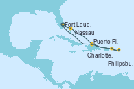 Visitando Fort Lauderdale (Florida/EEUU), Nassau (Bahamas), Puerto Plata, Republica Dominicana, Charlotte Amalie (St. Thomas), Philipsburg (St. Maarten), Fort Lauderdale (Florida/EEUU)