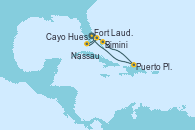 Visitando Fort Lauderdale (Florida/EEUU), Cayo Hueso (Key West/Florida), Bimini (Bahamas), Nassau (Bahamas), Puerto Plata, Republica Dominicana, Fort Lauderdale (Florida/EEUU)