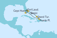 Visitando Fort Lauderdale (Florida/EEUU), Cayo Hueso (Key West/Florida), Bimini (Bahamas), Grand Turks(Turks & Caicos), Puerto Plata, Republica Dominicana, Fort Lauderdale (Florida/EEUU)