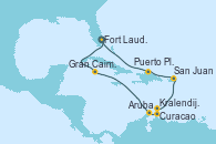 Visitando Fort Lauderdale (Florida/EEUU), Gran Caimán (Islas Caimán), Aruba (Antillas), Curacao (Antillas), Kralendijk (Antillas), San Juan (Puerto Rico), Puerto Plata, Republica Dominicana, Fort Lauderdale (Florida/EEUU)