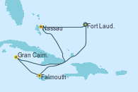 Visitando Fort Lauderdale (Florida/EEUU), Nassau (Bahamas), Falmouth (Jamaica), Gran Caimán (Islas Caimán), Fort Lauderdale (Florida/EEUU)