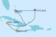 Visitando Fort Lauderdale (Florida/EEUU), Bimini (Bahamas), Falmouth (Jamaica), Gran Caimán (Islas Caimán), Fort Lauderdale (Florida/EEUU)