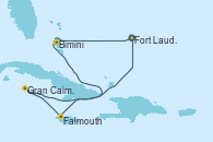 Visitando Fort Lauderdale (Florida/EEUU), Bimini (Bahamas), Gran Caimán (Islas Caimán), Falmouth (Jamaica), Fort Lauderdale (Florida/EEUU)