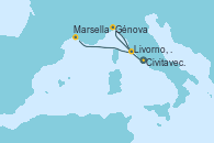 Visitando Civitavecchia (Roma), Génova (Italia), Livorno, Pisa y Florencia (Italia), Marsella (Francia)