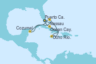 Visitando Puerto Cañaveral (Florida), Nassau (Bahamas), Ocho Ríos (Jamaica), Ocean Cay MSC Marine Reserve (Bahamas), Puerto Cañaveral (Florida), Ocean Cay MSC Marine Reserve (Bahamas), Cozumel (México), Puerto Cañaveral (Florida)