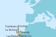Visitando Santa Cruz de Tenerife (España), La Gomera (Islas Canarias/España), Fuerteventura (Canarias/España), Arrecife (Lanzarote/España), Las Palmas de Gran Canaria (España), Funchal (Madeira), Santa Cruz de Tenerife (España)