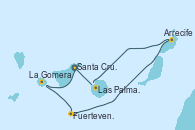 Visitando Santa Cruz de Tenerife (España), La Gomera (Islas Canarias/España), Fuerteventura (Canarias/España), Arrecife (Lanzarote/España), Las Palmas de Gran Canaria (España), Santa Cruz de Tenerife (España)