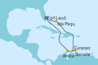 Visitando Fort Lauderdale (Florida/EEUU), Isla Pequeña (San Salvador/Bahamas), Curacao (Antillas), Bonaire (Países Bajos), Aruba (Antillas), Fort Lauderdale (Florida/EEUU)