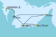 Visitando Doha (Catar), Dubai, Dubai, Sir Bani Yas Is (Emiratos Árabes Unidos), Abu Dhabi (Emiratos Árabes Unidos), MANAMA, BAHRAIN, Doha (Catar)