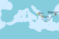 Visitando Estambul (Turquía), Corfú (Grecia), Bari (Italia)