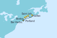 Visitando Boston (Massachusetts), Portland (Maine/Estados Unidos), Bar Harbor (Maine), Saint John (New Brunswick/Canadá), Halifax (Canadá), Boston (Massachusetts)