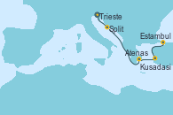 Visitando Trieste (Italia), Split (Croacia), Atenas (Grecia), Kusadasi (Efeso/Turquía), Estambul (Turquía)