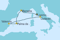 Visitando Livorno, Pisa y Florencia (Italia), Marsella (Francia), Palma de Mallorca (España), Valencia, Civitavecchia (Roma)
