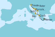 Visitando Atenas (Grecia), Corfú (Grecia), Kotor (Montenegro), Split (Croacia), Trieste (Italia), Trieste (Italia), Korcula, Croatia, Bari (Italia), Atenas (Grecia)