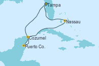 Visitando Tampa (Florida), Puerto Costa Maya (México), Cozumel (México), Nassau (Bahamas), Tampa (Florida)