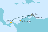 Visitando Cartagena de Indias (Colombia), Aruba (Antillas), Curacao (Antillas), Colón (Panamá), Cartagena de Indias (Colombia)