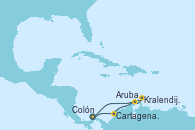 Visitando Colón (Panamá), Cartagena de Indias (Colombia), Kralendijk (Antillas), Aruba (Antillas), Colón (Panamá)