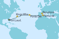 Visitando Fort Lauderdale (Florida/EEUU), Kings Wharf (Bermudas), Ponta Delgada (Azores), Palma de Mallorca (España), Barcelona