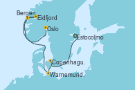 Visitando Estocolmo (Suecia), Copenhague (Dinamarca), Warnemunde (Alemania), Eidfjord (Hardangerfjord/Noruega), Bergen (Noruega), Lyngdal	 Norway, Oslo (Noruega)