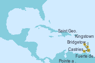 Visitando Fuerte de France (Martinica), Pointe a Pitre (Guadalupe), Bridgetown (Barbados), Castries (Santa Lucía/Caribe), Kingstown (Granadinas), Saint George (Grenada), Fuerte de France (Martinica)