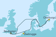 Visitando Southampton (Inglaterra), Zeebrugge (Bruselas), Cherburgo (Francia), Southampton (Inglaterra)