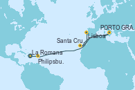 Visitando La Romana (República Dominicana), Philipsburg (St. Maarten), PORTO GRANDE, CAPE VERDE, Santa Cruz de Tenerife (España), Lisboa (Portugal)