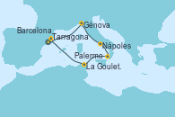 Visitando Tarragona (España), Génova (Italia), Nápoles (Italia), Palermo (Italia), La Goulette (Tunez), Barcelona