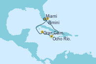 Visitando Miami (Florida/EEUU), Ocho Ríos (Jamaica), Gran Caimán (Islas Caimán), Bimini (Bahamas), Miami (Florida/EEUU)