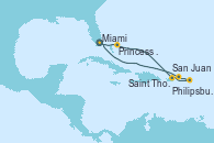 Visitando Miami (Florida/EEUU), Princess Cays (Caribe), San Juan (Puerto Rico), Philipsburg (St. Maarten), Saint Thomas (Islas Vírgenes), Miami (Florida/EEUU)