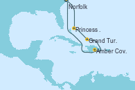 Visitando Norfolk (Virginia/EEUU), Princess Cays (Caribe), Grand Turks(Turks & Caicos), Amber Cove (República Dominicana), Norfolk (Virginia/EEUU)