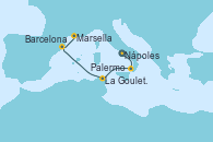 Visitando Nápoles (Italia), Palermo (Italia), La Goulette (Tunez), Barcelona, Marsella (Francia)