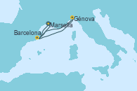 Visitando Marsella (Francia), Barcelona, Génova (Italia), Barcelona, Marsella (Francia)