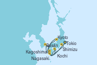 Visitando Tokio (Japón), Shimizu (Japón), Kyoto (Japón), Kyoto (Japón), Kochi (Japón), Busán (Corea del Sur), Nagasaki (Japón), Kagoshima (Japón), Tokio (Japón), Tokio (Japón)