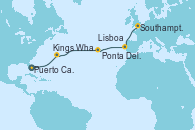 Visitando Puerto Cañaveral (Florida), Kings Wharf (Bermudas), Ponta Delgada (Azores), Lisboa (Portugal), Southampton (Inglaterra)