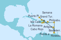 Visitando La Romana (República Dominicana), Grand Turks(Turks & Caicos), Puerto Plata, Republica Dominicana, Samana (República Dominicana), Isla Catalina (República Dominicana), Cabo Rojo, La Romana (República Dominicana), Roseau (Dominica), Basseterre (Antillas), Pointe a Pitre (Guadalupe), Antigua (Antillas), Philipsburg (St. Maarten), La Romana (República Dominicana)