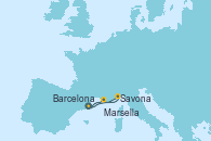 Visitando Barcelona, Savona (Italia), Marsella (Francia), Barcelona