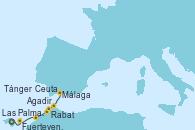 Visitando Las Palmas de Gran Canaria (España), Las Palmas de Gran Canaria (España), Fuerteventura (Canarias/España), Agadir (Marruecos), Rabat, Tánger (Marruecos), Ceuta (España), Málaga