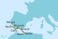 Visitando Málaga, Bonanza, Sevilla (España), Cádiz (España), Motril (Granada/Andalucía), Melilla (España), Almería (España), Málaga