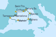 Visitando Barcelona, Colliure, Sanary Sur Mer (Francia), Saint Tropez (Francia), Ajaccio (Córcega), Alghero (Cerdeña), Mahón (Menorca/España), Tarragona (España)