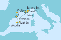 Visitando Barcelona, Colliure, Saint Tropez (Francia), Niza (Francia), Sanary Sur Mer (Francia), Mahón (Menorca/España), Alcudia (Mallorca/España), Barcelona