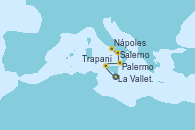 Visitando La Valletta (Malta), La Valletta (Malta), La Valletta (Malta), Trapani (Italia), Palermo (Italia), Salerno (Italia), Nápoles (Italia), Nápoles (Italia)